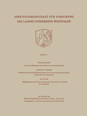 cover image of Arbeitsgemeinschaft für Forschung des Landes Nordrhein-Wesfalen